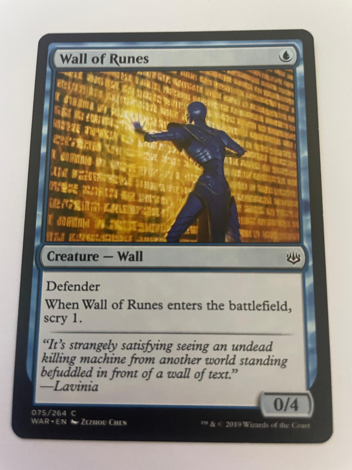 Wall of Runes 75 Common War of the Spark Magic: The Gathering Near Mint
