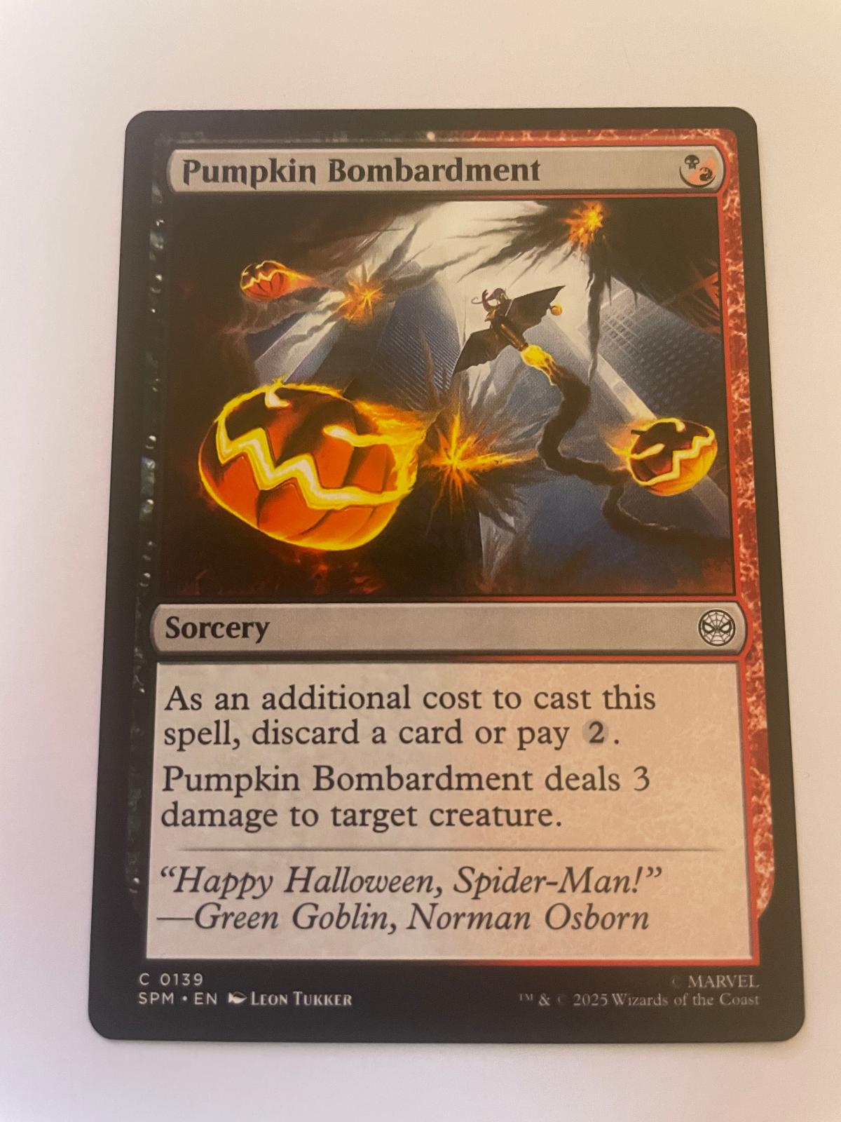 Pumpkin Bombardment 139 Common Marvel's Spider-Man Magic: The Gathering NM