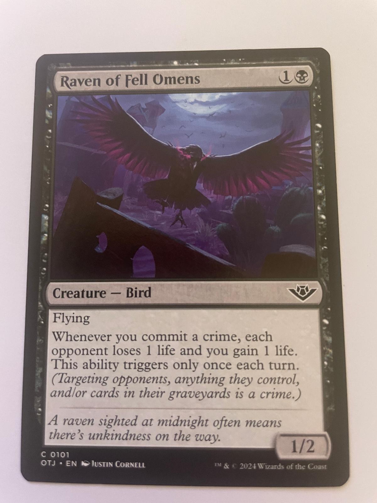 Raven of Fell Omens 101 Outlaws of Thunder Junction Magic: The Gathering NM