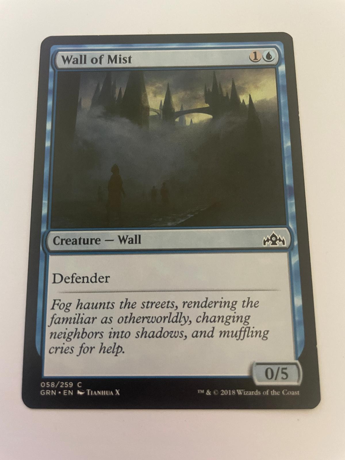 Wall of Mist 58 Common Guilds of Ravnica Magic: The Gathering Near Mint