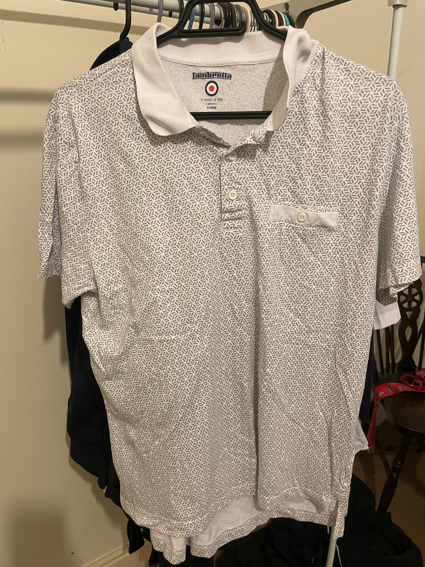 LAMBRETTA WHITE PATTERN T-SHIRT XL