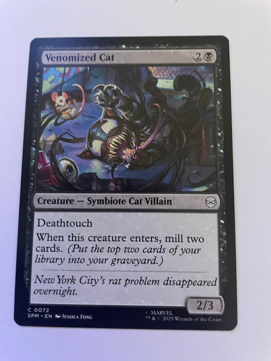 Venomized Cat 72 Common Marvel's Spider-Man Magic: The Gathering Near Mint