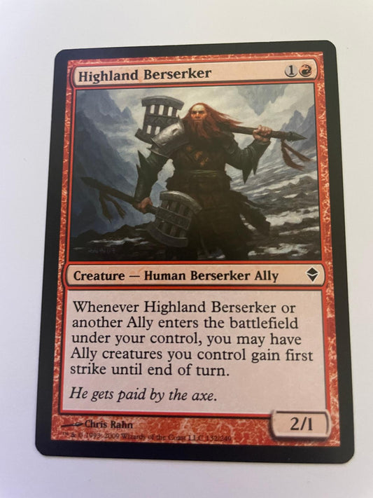 Highland Berserker 132 Common Zendikar Magic: The Gathering Near Mint
