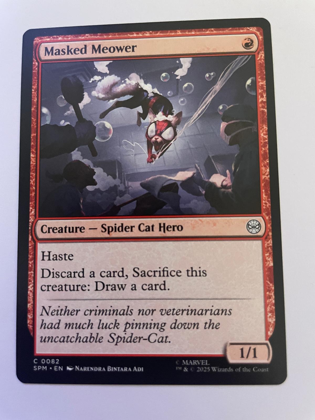 Masked Meower 82 Common Marvel's Spider-Man Magic: The Gathering Near Mint